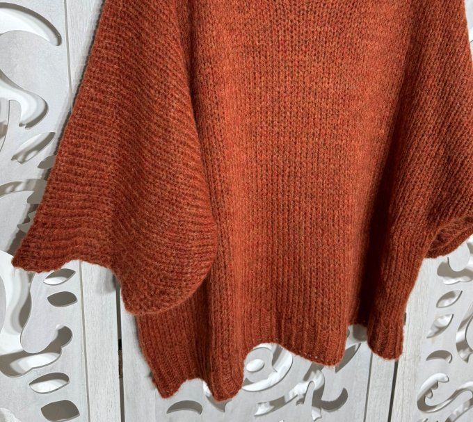 Pull ample SANS LAINE Rouille manches 3/4 Douceur +++ du 38 au 48/50