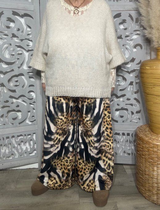 Pull ample SANS LAINE Crème manches 3/4 Douceur +++ du 38 au 48/50 