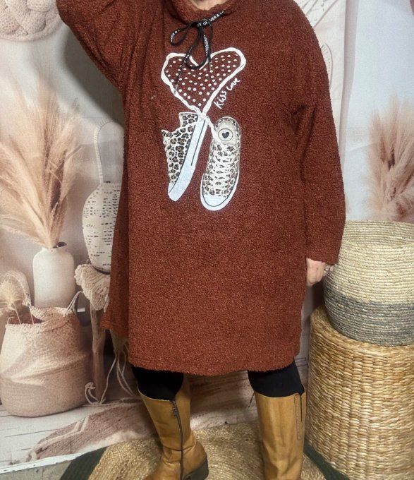 Robe à capuche moumoute rouille Baskets Léopard coeur douceur +++ du 38 au 48/50 