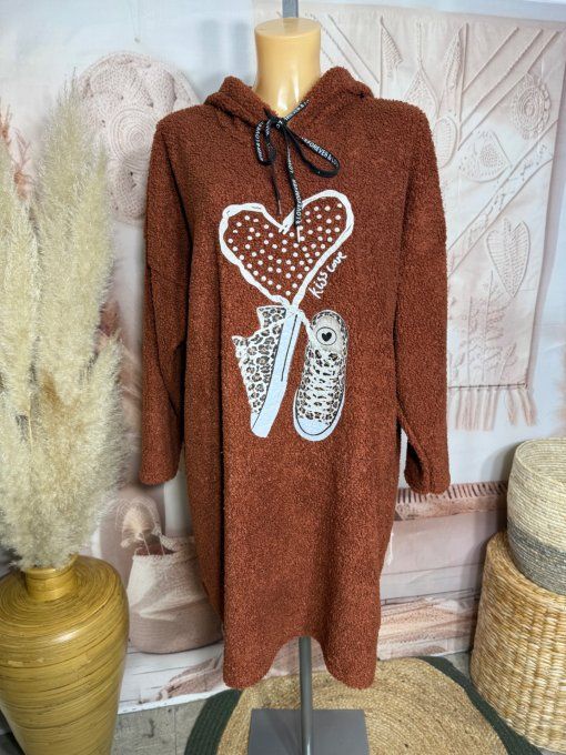 Robe à capuche moumoute rouille Baskets Léopard coeur douceur +++ du 38 au 48/50 