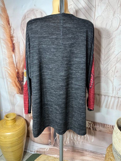 Tunique ample noire chinée grisée Charlotte aux Fraises + tour de cou "Snood" assorti du 40 au 52  