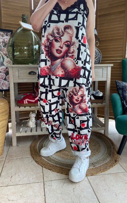 Caraco Débardeur Top trapèze satiné mat & dentelle Marylin Monroe in Love du 40 au 52 