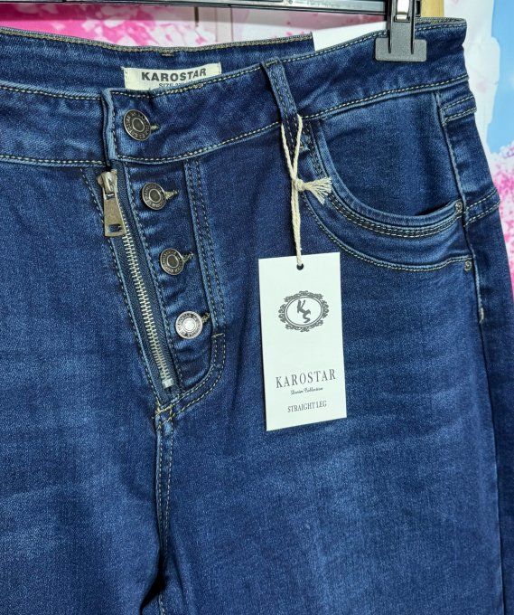 Jeans Coupe Wide Legs Jeans Brut Karostar boutons + fermeture asymétrique (44/46 et 46/48)