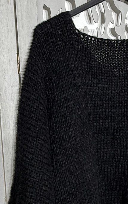 Pull ample SANS LAINE Noir manches 3/4 Douceur +++ du 38 au 48/50 