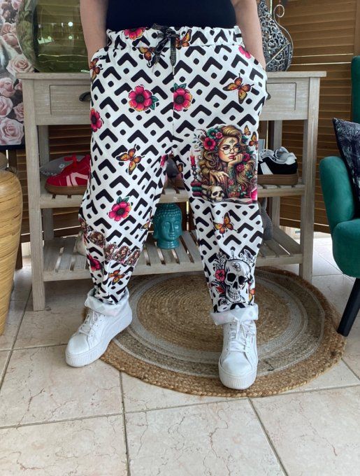 Maxi-robe sweat trapèze longue à capuche Mexican Skull Cavalera et roses du 40 au 50/52 