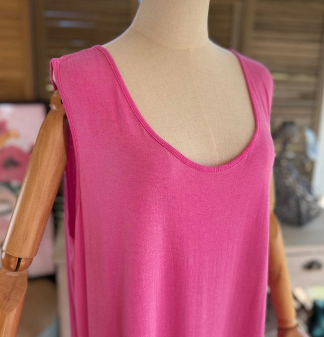 Fond de robe CARLA fuschia viscose et dentelle confort +++ du 40 au 50 (avec défaut !!!)