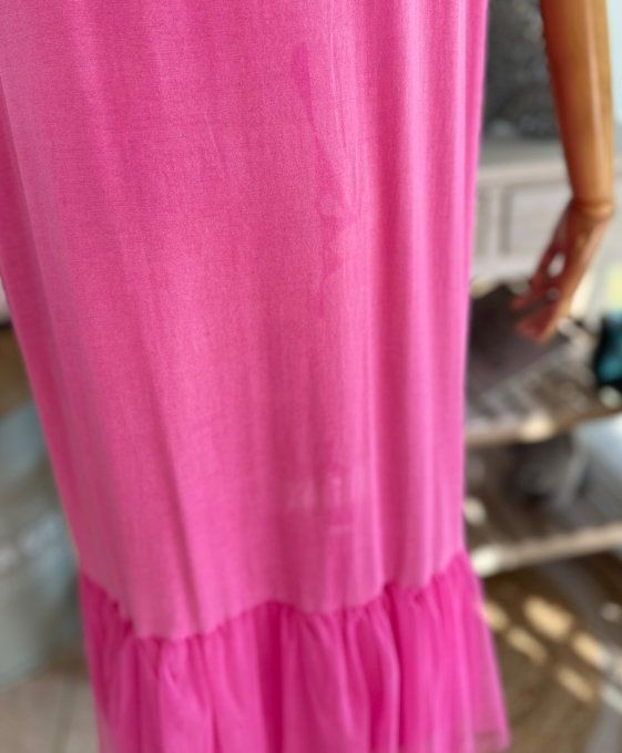 Fond de robe CARLA fuschia viscose et dentelle confort +++ du 40 au 50 (avec défaut !!!)