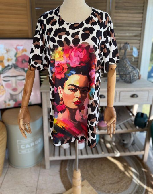 Top fluide trapèze Léopard Frida Kahlo confort +++ du 38 au 50/52