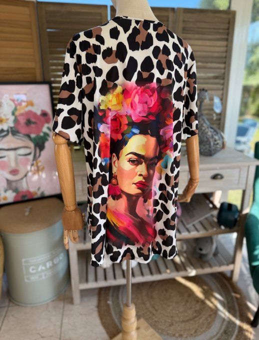 Top fluide trapèze Léopard Frida Kahlo confort +++ du 38 au 50/52