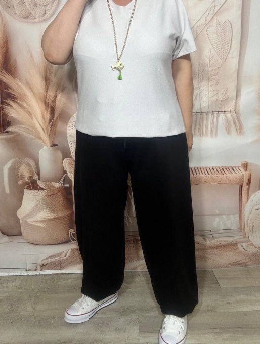 Pantalon coupe "Aladin" noir cuisses bouffantes bas élastiqué confort +++ du 40 au 50/52