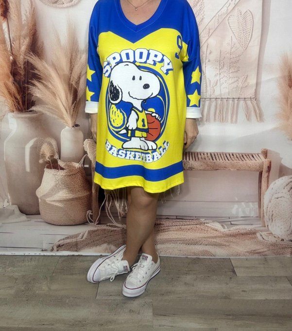 Robe ample jaune bleue Snoopy American Base-Ball Team Number 9 du 42 au 52/54 