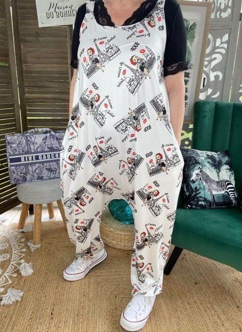 Combinaison pantalon sarouel blanche Betty Boop in Paris rétro chic du 40 au 52 